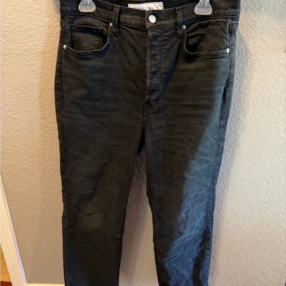 Frank & Eileen Monaghan Black Straight Leg Jeans Raw Hem 31 Minimalist Denim